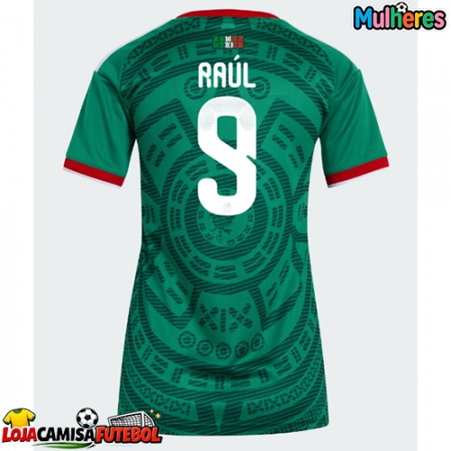 Camisa de Futebol México Raul Jimenez #9 Equipamento Principal Mulheres Mundo 2026 Manga Curta
